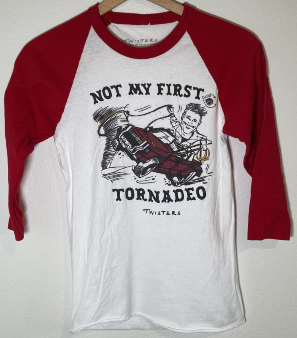 Twisters Not My First Tornadeo Movie Promo Baseball Graphic T-Shirt Red - XS